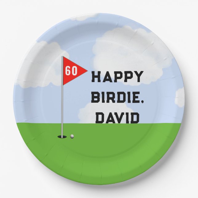 Assiettes En Carton Fête d'anniversaire de golf (Devant)