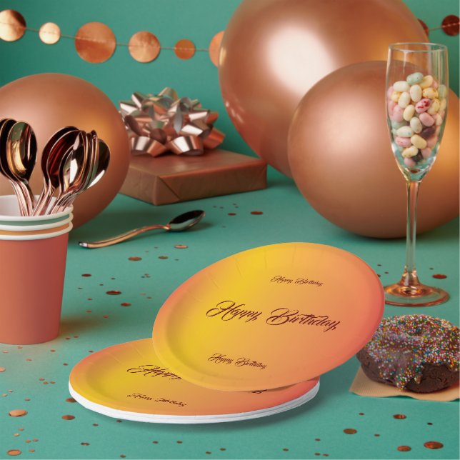 Assiettes En Carton Fête d'anniversaire de Gradient (Multi)