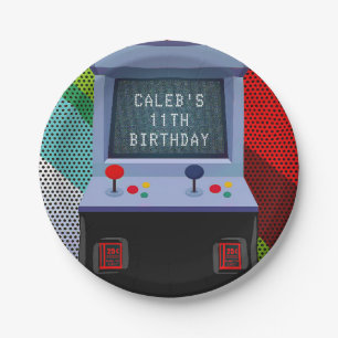 Assiettes En Carton Fête d'anniversaire de jeu vidéo d'arcade