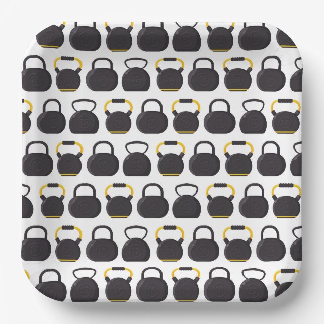 Assiettes En Carton Fête d'anniversaire de Kettlebell (Recto)