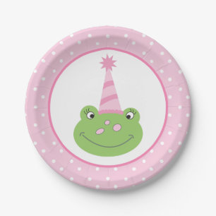 Assiettes En Carton Fête d'anniversaire de la fille de la grenouille 