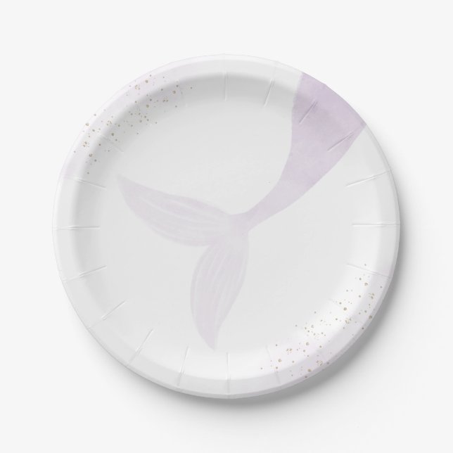 Assiettes En Carton Fête d'anniversaire de la fille mauve-sirène (Devant)