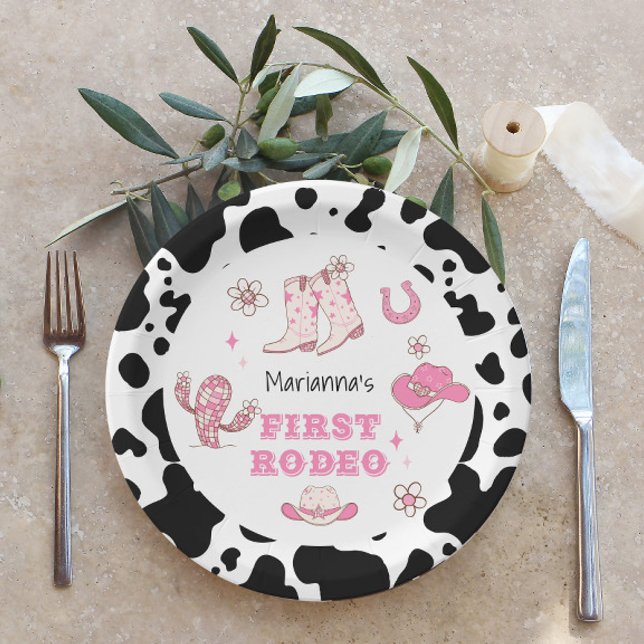 Assiettes En Carton Fête d'anniversaire de la fille Rodéo First (Créateur téléchargé)