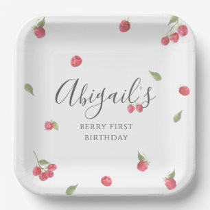 Assiettes En Carton Fête d'anniversaire de la framboise Sweet Berry