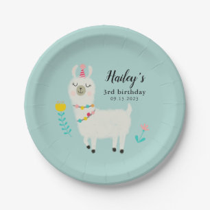 Assiettes En Carton Fête d'anniversaire de lama