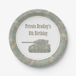 Assiettes En Carton Fête d'anniversaire de l'armée du char militaire d