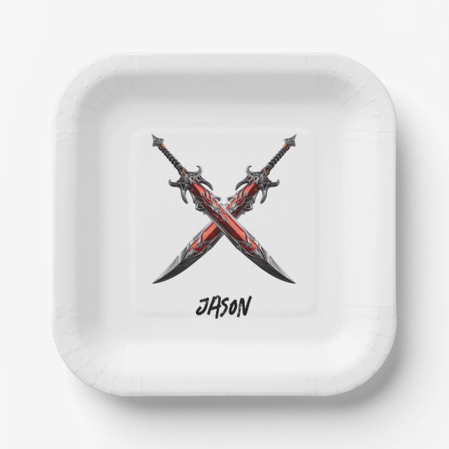 Assiettes En Carton Fête d'anniversaire de l'épée (Recto)