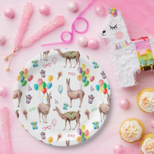 Assiettes En Carton Fête d'anniversaire de Llama   Plaques de fête per