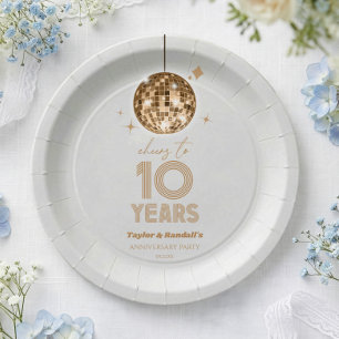 Assiettes En Carton Fête d'anniversaire de mariage Disco Cheers 10 Ans