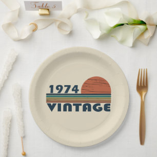 Assiettes En Carton Fête d'anniversaire de naissance en 1974