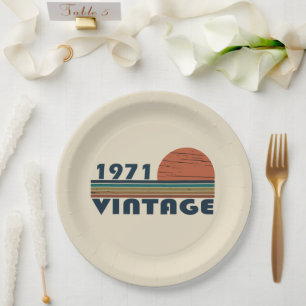Assiettes En Carton Fête d'anniversaire de naissance vintage 1971