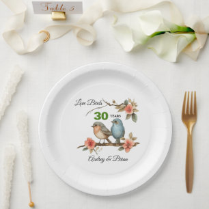 Assiettes En Carton Fête d'anniversaire de perle personnalisée pour 30