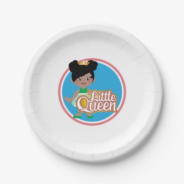 Assiettes En Carton Fête d'anniversaire de petite fille. Little Queen  (Devant)