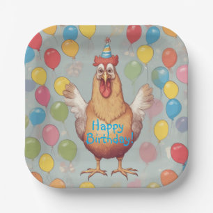 Assiettes En Carton Fête d'anniversaire de poulet