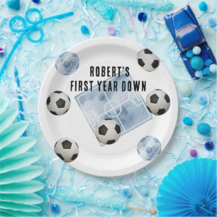 Assiettes En Carton Fête d'anniversaire de première année de football
