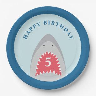 Assiettes En Carton Fête d'anniversaire de requins