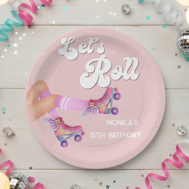 Assiettes En Carton Fête d'anniversaire de roller retro (Créateur téléchargé)