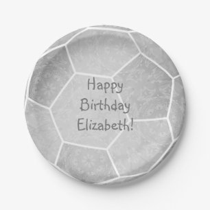 Assiettes En Carton fête d'anniversaire de soccer gris argent