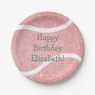 Assiettes En Carton fête d'anniversaire de tennis rose petite fille