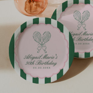 Assiettes En Carton Fête d'anniversaire de tennis sur les courts du Co