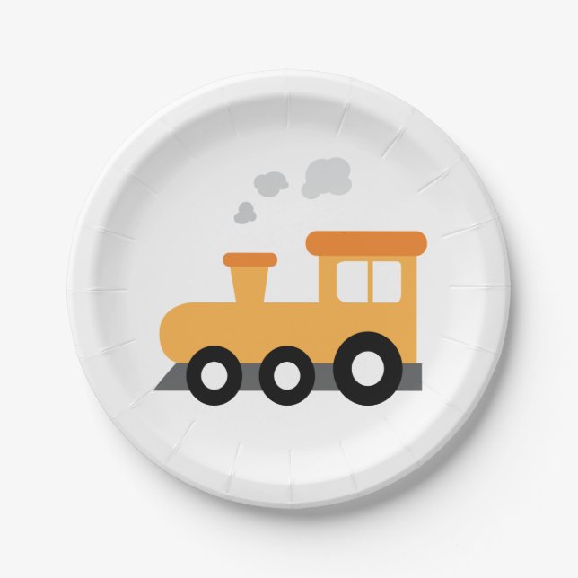 Assiettes En Carton Fête d'anniversaire de train (Devant)