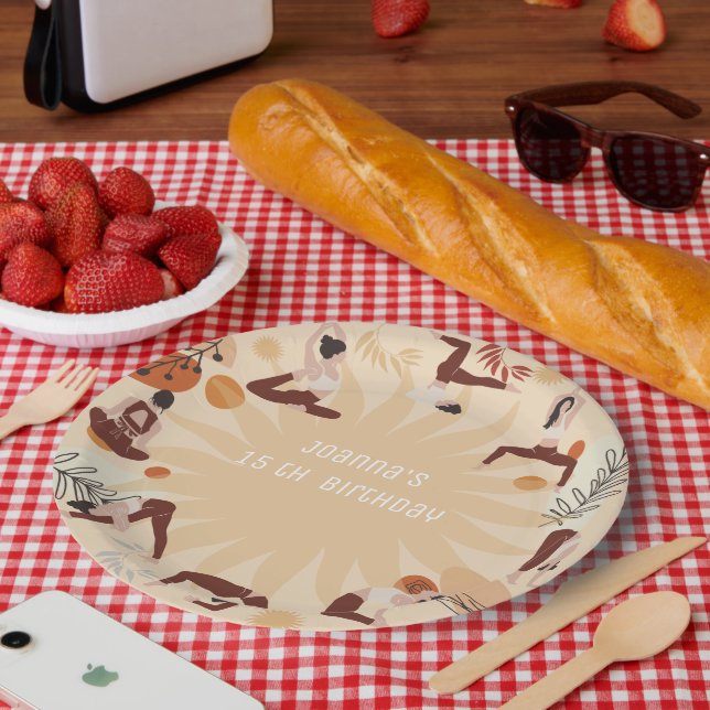 Assiettes En Carton Fête d'anniversaire de Yoga (Pique-nique)