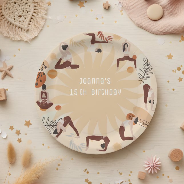 Assiettes En Carton Fête d'anniversaire de Yoga (Créateur téléchargé)
