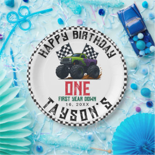 Assiettes En Carton Fête d'anniversaire des 1 an de Monster Trucks Vro