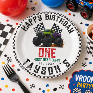 Assiettes En Carton Fête d'anniversaire des 1 an de Monster Trucks Vro