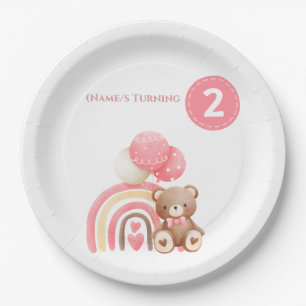 Assiettes En Carton Fête d'anniversaire des 2 ans de jolies filles