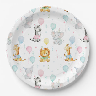 Assiettes En Carton Fête d'anniversaire des bébés animaux mignons