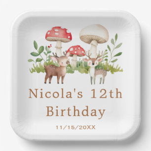 Assiettes En Carton Fête d'anniversaire des cerfs de Woodland