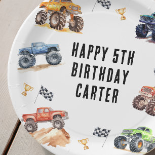 Assiettes En Carton Fête d'anniversaire des Enfants Monster Trucks