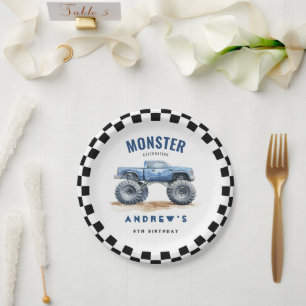 Assiettes En Carton Fête d'anniversaire des Enfants Monster Trucks
