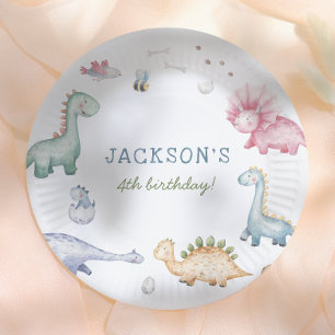 Assiettes En Carton Fête d'anniversaire des garçons dinosaures Stomp, 