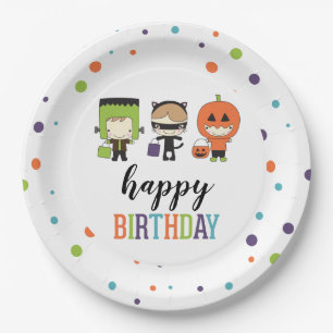 Assiettes En Carton Fête d'anniversaire d'Halloween colorée pour enfan