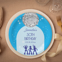 Fête d'anniversaire disco bleu rétro 70s 80s