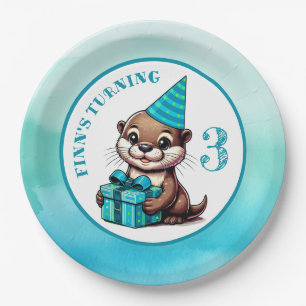 Assiettes En Carton Fête d'anniversaire du garçon Otter thème personna