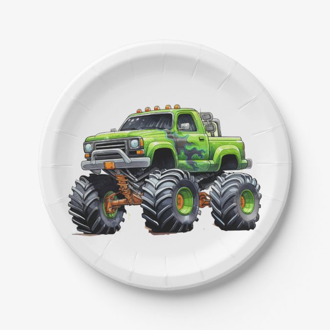 Assiettes En Carton Fête d'anniversaire du Monster Truck Enfants Moder (Devant)