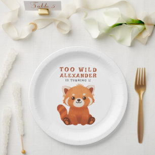 Assiettes En Carton Fête d'anniversaire du Panda roux 1 an