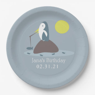 Assiettes En Carton Fête d'anniversaire du pingouin le plus mignon pêc