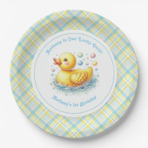Assiettes En Carton Fête d'anniversaire d'un an de Canard Chanceux