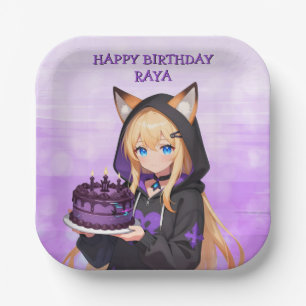 Assiettes En Carton Fête d'anniversaire d'une jolie fille d'anime