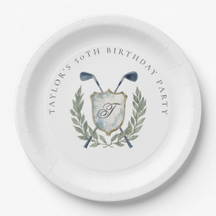 Assiettes En Carton Fête d'anniversaire élégante classique avec monogr