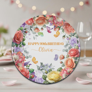 Assiettes En Carton Fête d'anniversaire élégante et colorée de 99 ans