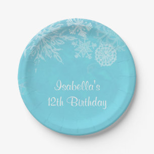 Assiettes En Carton Fête d'anniversaire élégante flocon de neige en hi