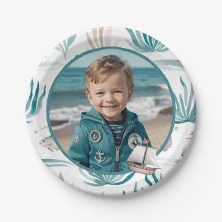 Assiettes En Carton Fête d'anniversaire enfant océan aquarelle douce