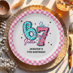 Assiettes En Carton Fête d'anniversaire fille Pastel 67 Six Sept