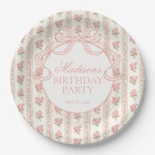 Assiettes En Carton Fête d'anniversaire florale fantaisie pêche et bei