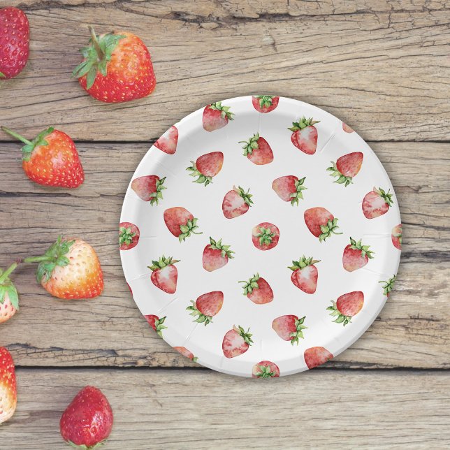 Assiettes En Carton Fête d'anniversaire fraise (Créateur téléchargé)